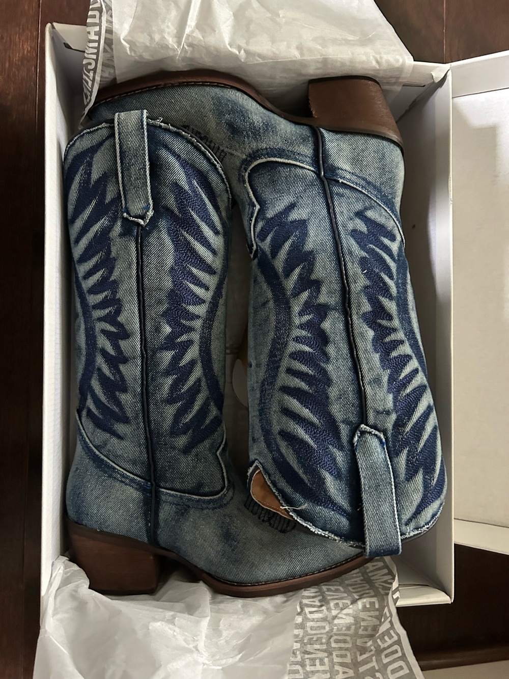 Steve Madden Denim Blue Western Knee-High Boot NEW in box - Picture 1 of 11